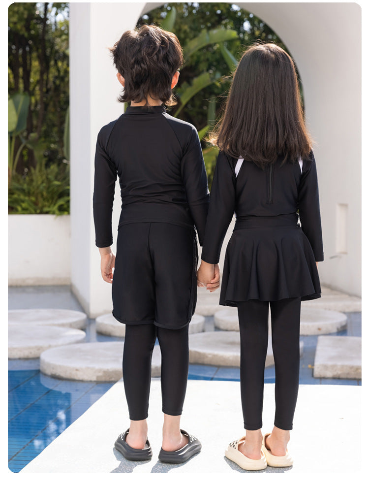 Girls/Boys Rash Guards 3 Pieces/Set Swimsuit Long Sleeve Bathing Suit Shirt+Shorts+Long Pants Sun Protective Beachwear
