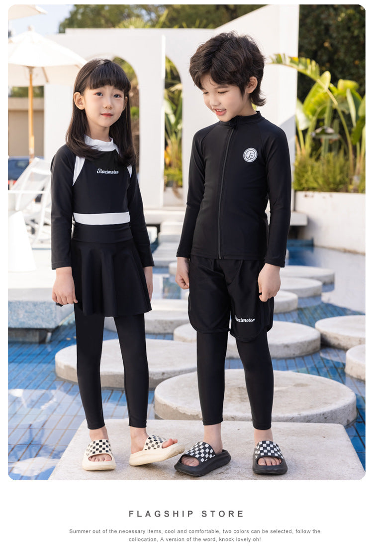 Girls/Boys Rash Guards 3 Pieces/Set Swimsuit Long Sleeve Bathing Suit Shirt+Shorts+Long Pants Sun Protective Beachwear
