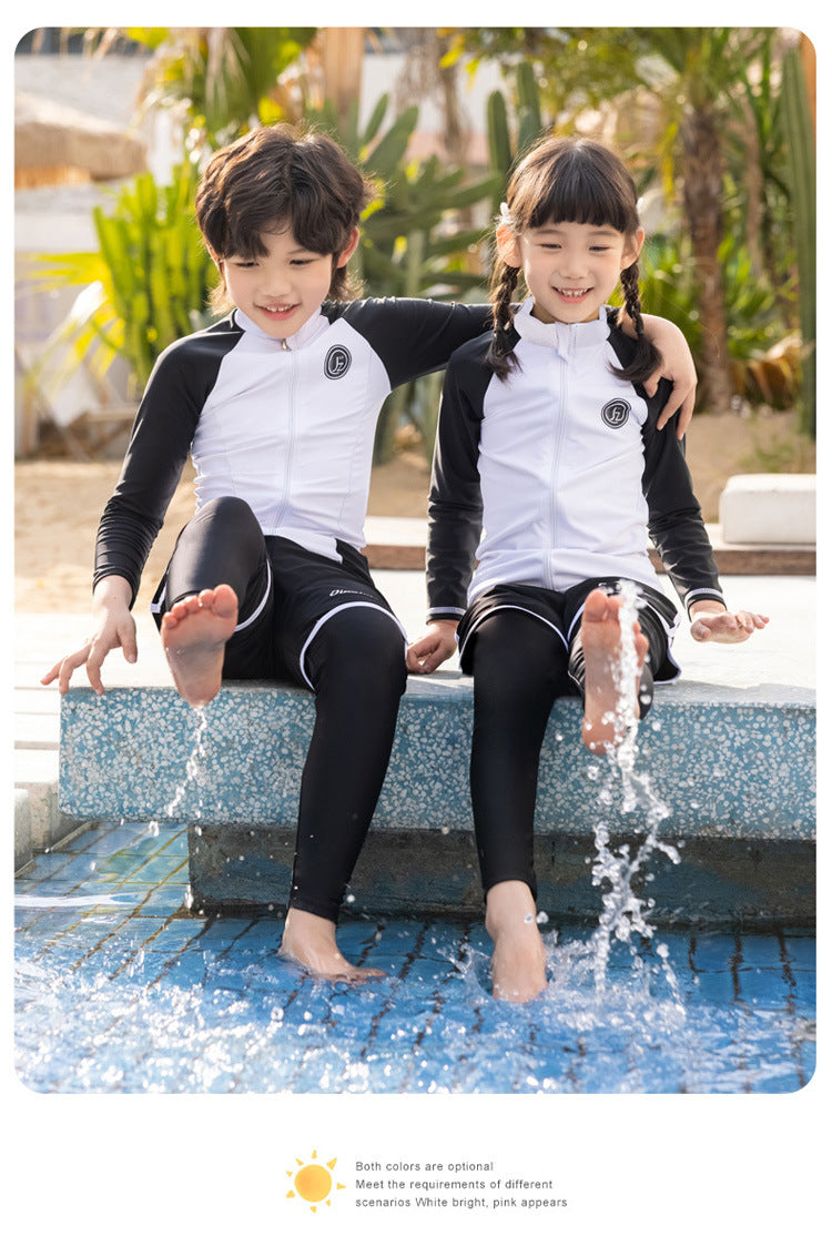 Girls/Boys Rash Guards 3 Pieces/Set Swimsuit Long Sleeve Bathing Suit Shirt+Shorts+Long Pants Sun Protective Beachwear