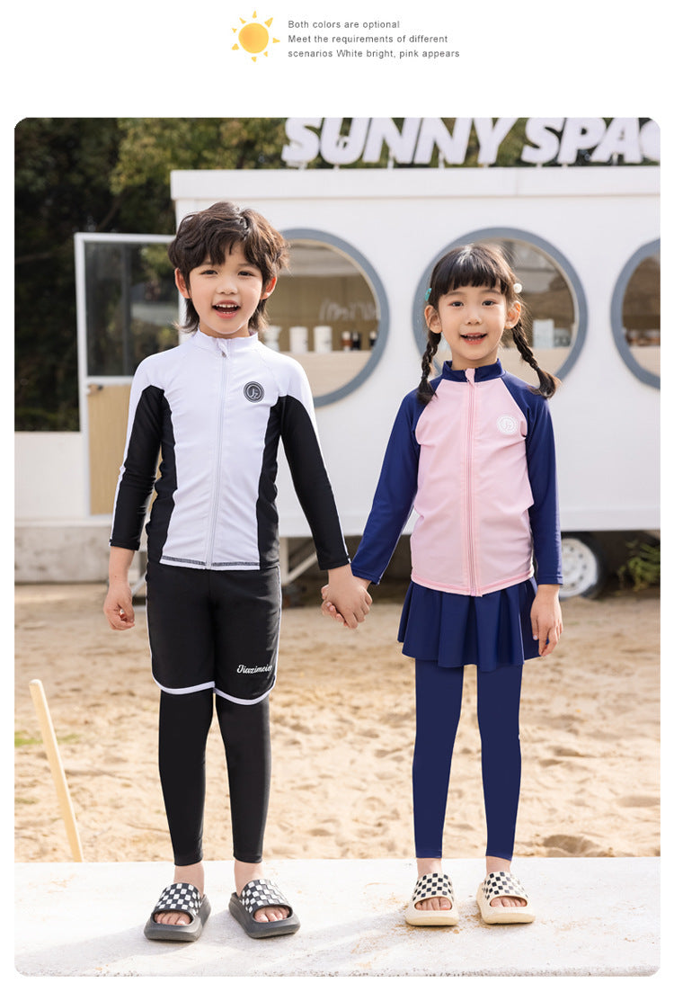 Girls/Boys Rash Guards 3 Pieces/Set Swimsuit Long Sleeve Bathing Suit Shirt+Shorts+Long Pants Sun Protective Beachwear