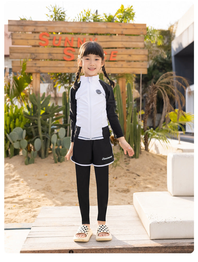 Little Boys/Girls Long Sleeve Rash Guard Swim Shirt+Trunks+Leggings Sun UV Protect Sunsuit for 1-10 Years Kids Toddler Swimsuit