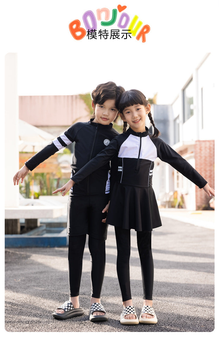Girls/Boys Rash Guards 3 Pieces/Set Swimsuit Long Sleeve Bathing Suit Shirt+Shorts+Long Pants Sun Protective Beachwear