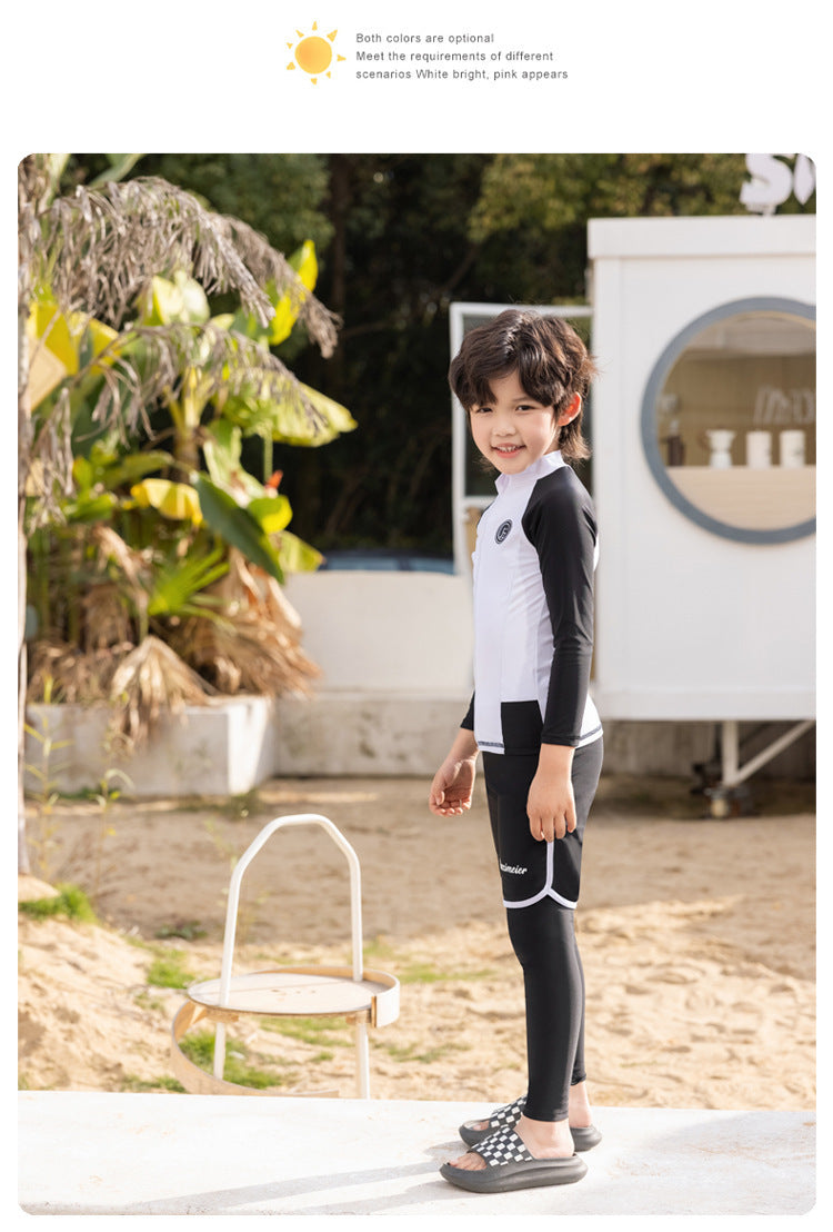 Little Boys/Girls Long Sleeve Rash Guard Swim Shirt+Trunks+Leggings Sun UV Protect Sunsuit for 1-10 Years Kids Toddler Swimsuit