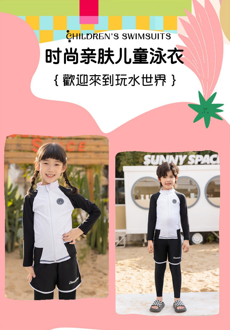 Little Boys/Girls Long Sleeve Rash Guard Swim Shirt+Trunks+Leggings Sun UV Protect Sunsuit for 1-10 Years Kids Toddler Swimsuit