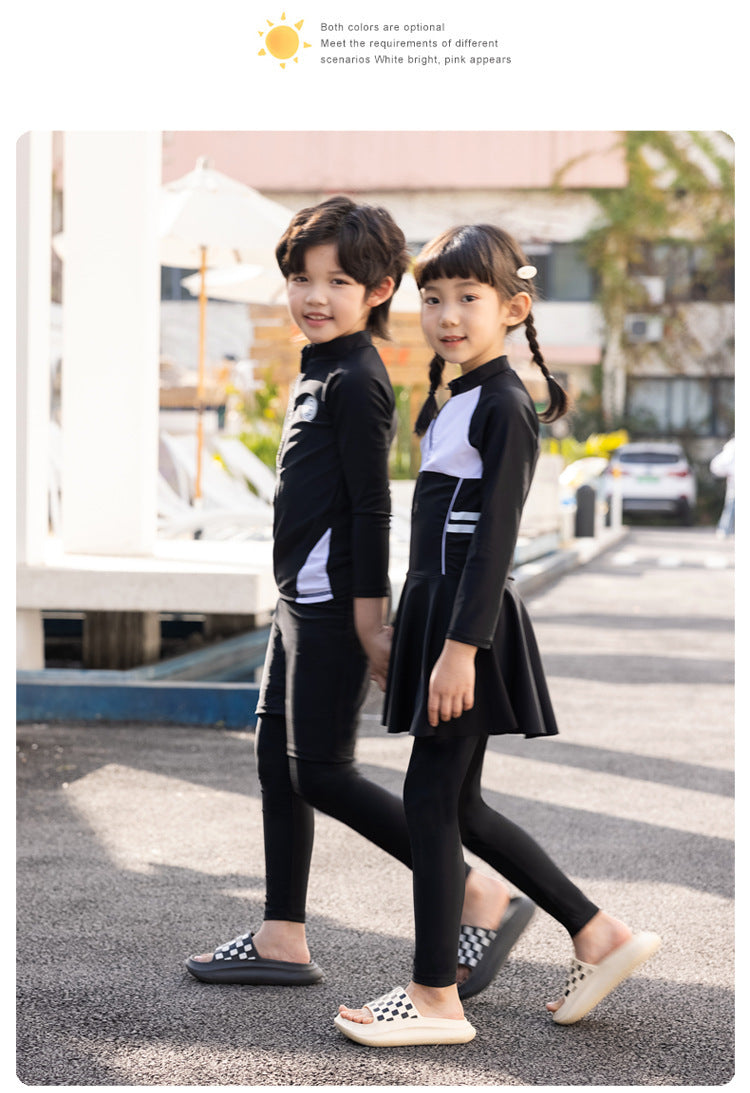Girls/Boys Rash Guards 3 Pieces/Set Swimsuit Long Sleeve Bathing Suit Shirt+Shorts+Long Pants Sun Protective Beachwear