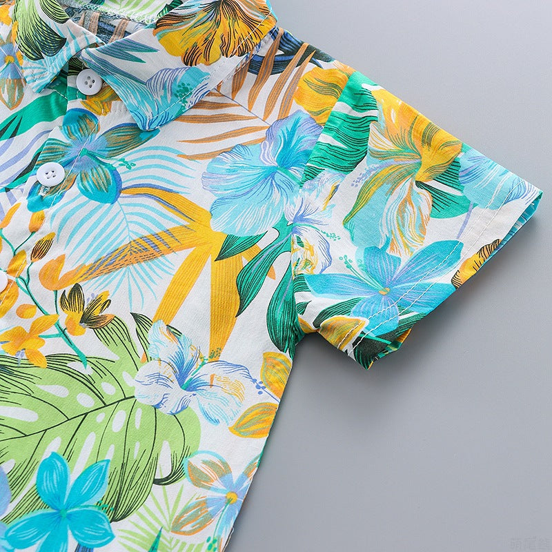 Kids Beach Clothes Set Toddler Baby Boys Summer Cotton Floral Short Sleeve Shirt + Shorts Suits 2pcs Children Hawaiian Outfit