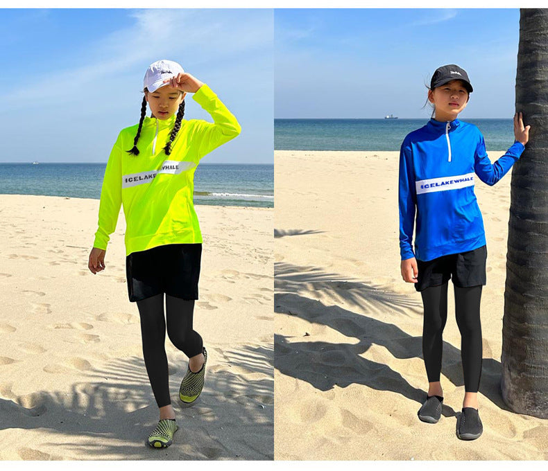 Boys'  Girls Rash Guard Set - 3 Piece Sun UV Protective  Long Sleeve Swim Shirt+Trunks+Leggings Bathing Suit Swimwear