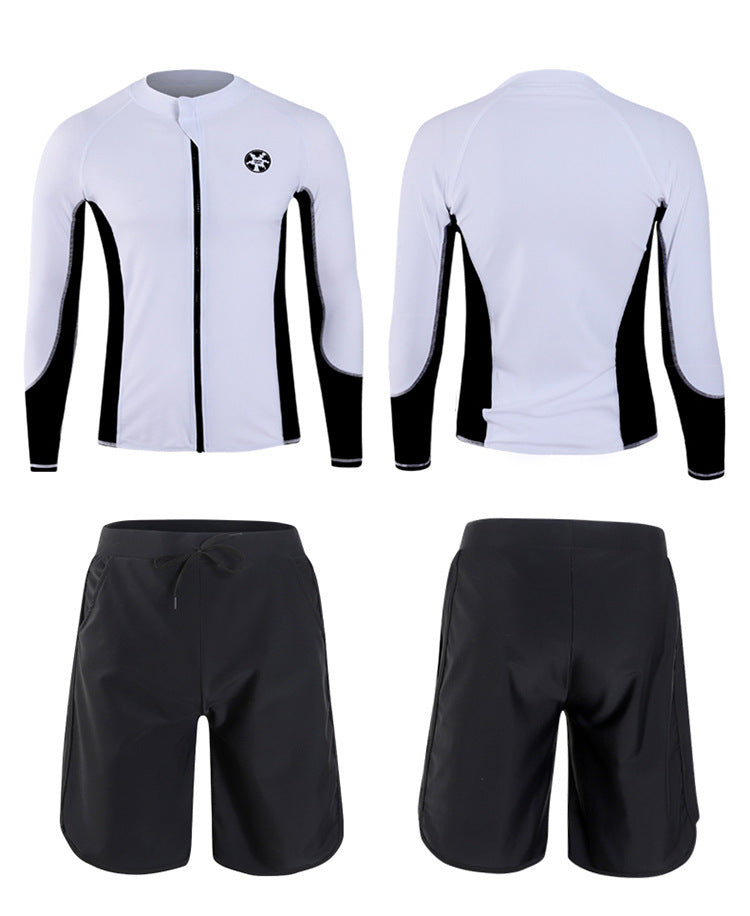 Long Sleeve Rash Guard Zip Swimsuit with Boyshort 3-5 Pieces Full Body Bathing Suit for Adult/Kids Sun UV Protection Wetsuit