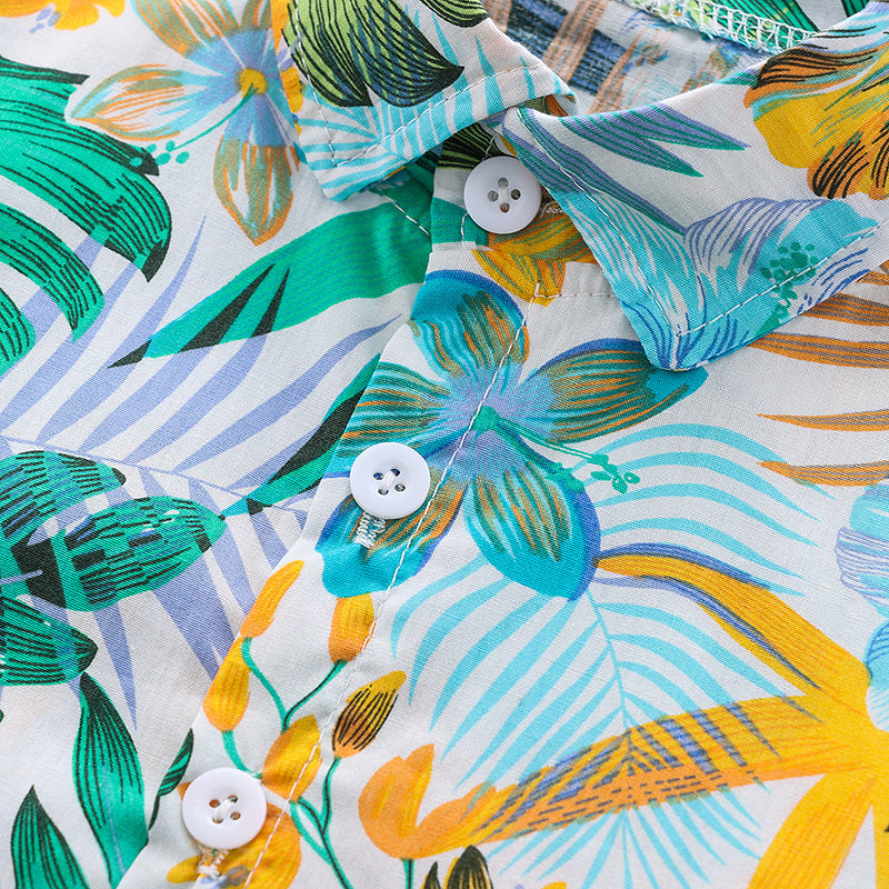 Kids Beach Clothes Set Toddler Baby Boys Summer Cotton Floral Short Sleeve Shirt + Shorts Suits 2pcs Children Hawaiian Outfit