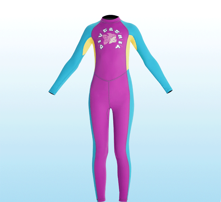 Kid's Full Body Swimwear Boys&Girls One Piece Swimsuit Long-Sleeve Water Sports Rash Guard UPF 50+ Sunsuit Sets 2-8Y