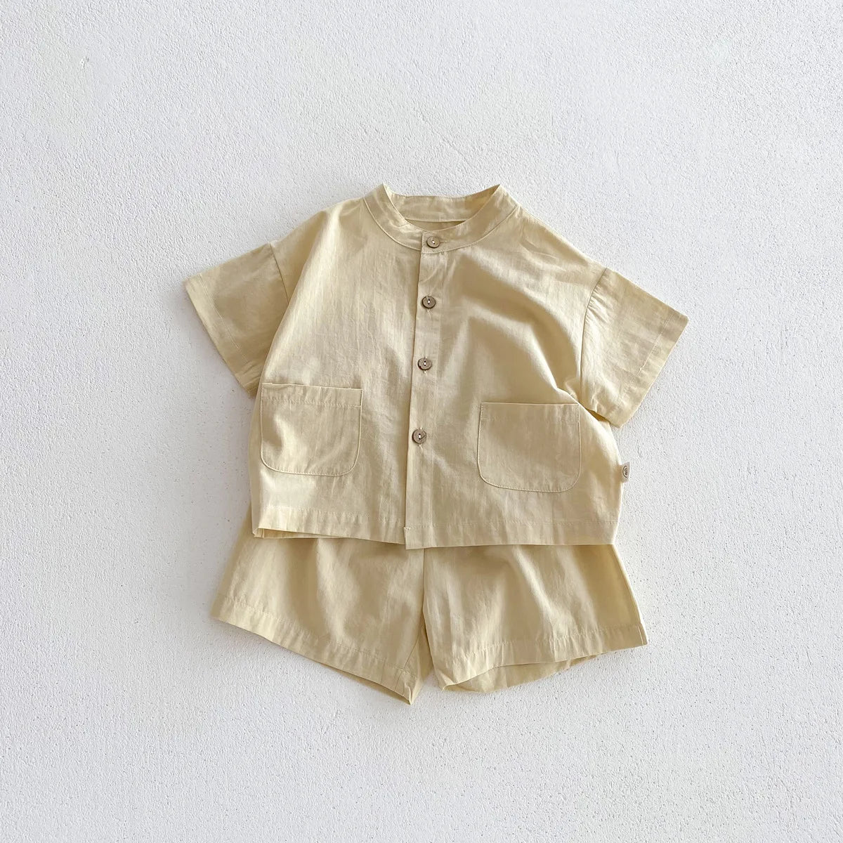 2pcs Summer Thin Short Sleeve T-shirt and Shorts Set Small Stand Collar Cool Toddler Boys Baby Girls Casual Beach Suits