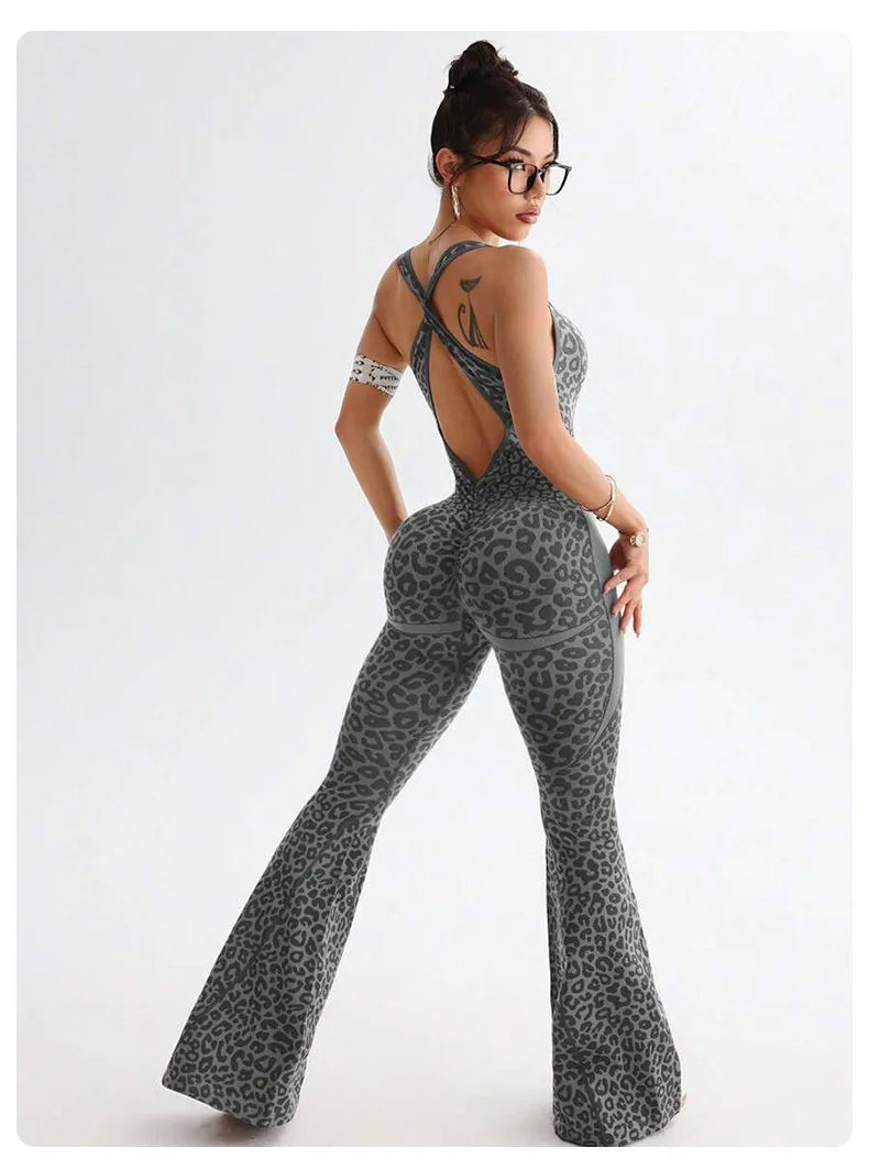 Sexy Back V Jumpsuit Gym Set Women Training Yoga Suit Sportswear Women Sports Jumpsuit Fitness Rompers Stretch Workout Bodysuits