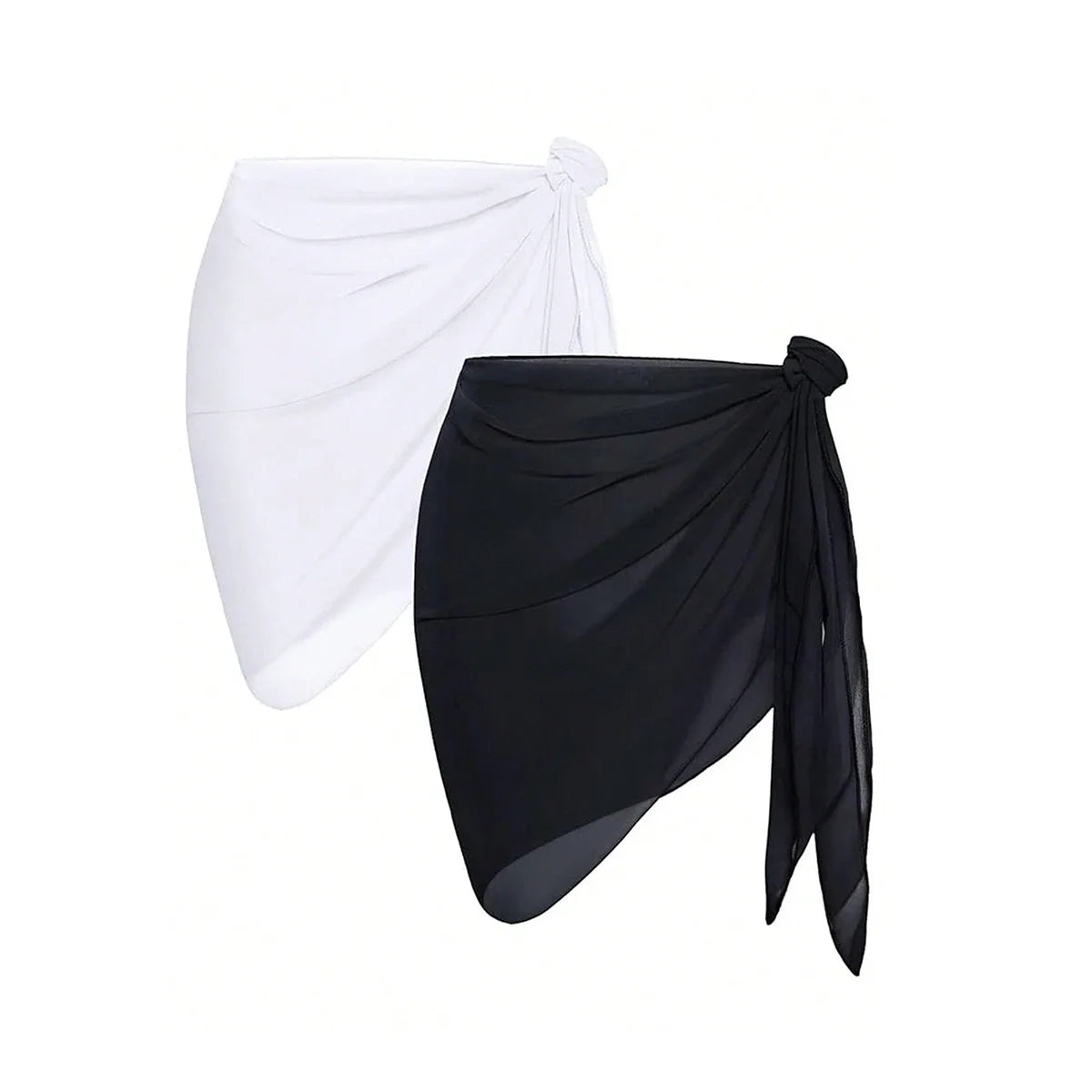 Summer Beach Swimming Hoodie Skirt for Women Solid Color Short Bikini Wrap Chiffon Skirt Lightweight Scarf Swimsuit Hoodie