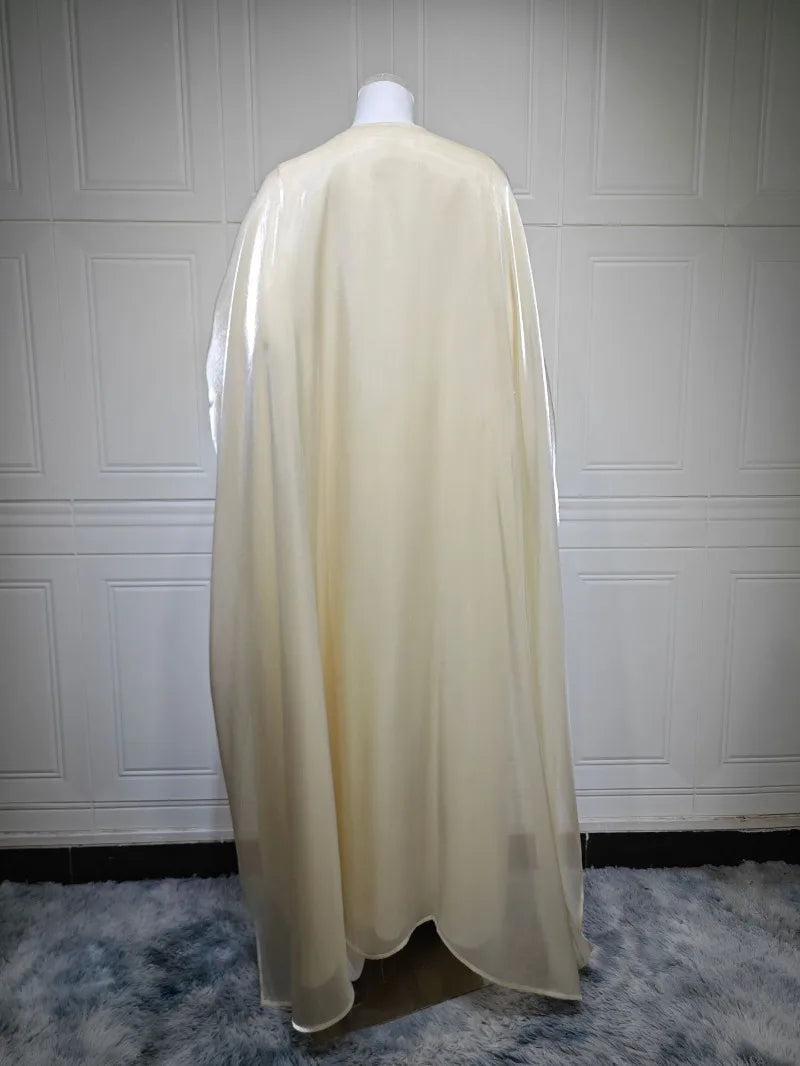 Elegant Arabic Satin Abaya Dress with Hijab Eid Muslim Women Modest Cardigan Islamic Vacation Outfit New in Turkey Kaftan Robe