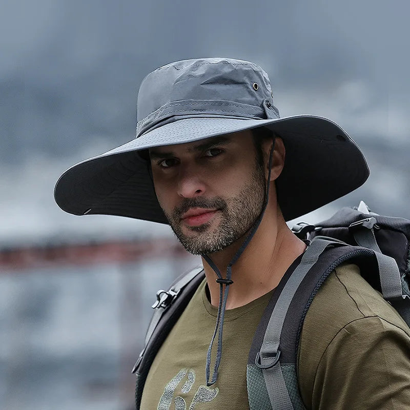 Summer Mountaineering Fishing Hat Men's UV Resistant Fisherman Hat Large Eave Outdoor Work Sun Protection Hat Sun Visor Hat
