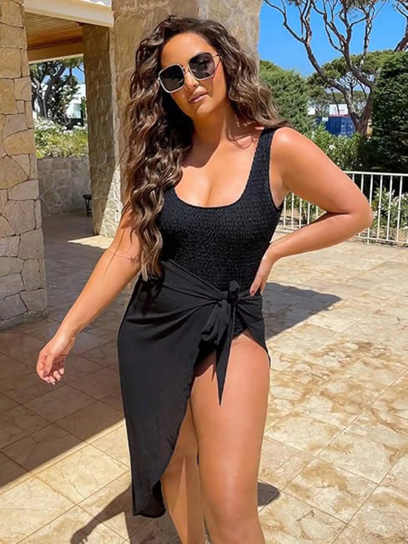 Summer Beach Swimming Hoodie Skirt for Women Solid Color Short Bikini Wrap Chiffon Skirt Lightweight Scarf Swimsuit Hoodie