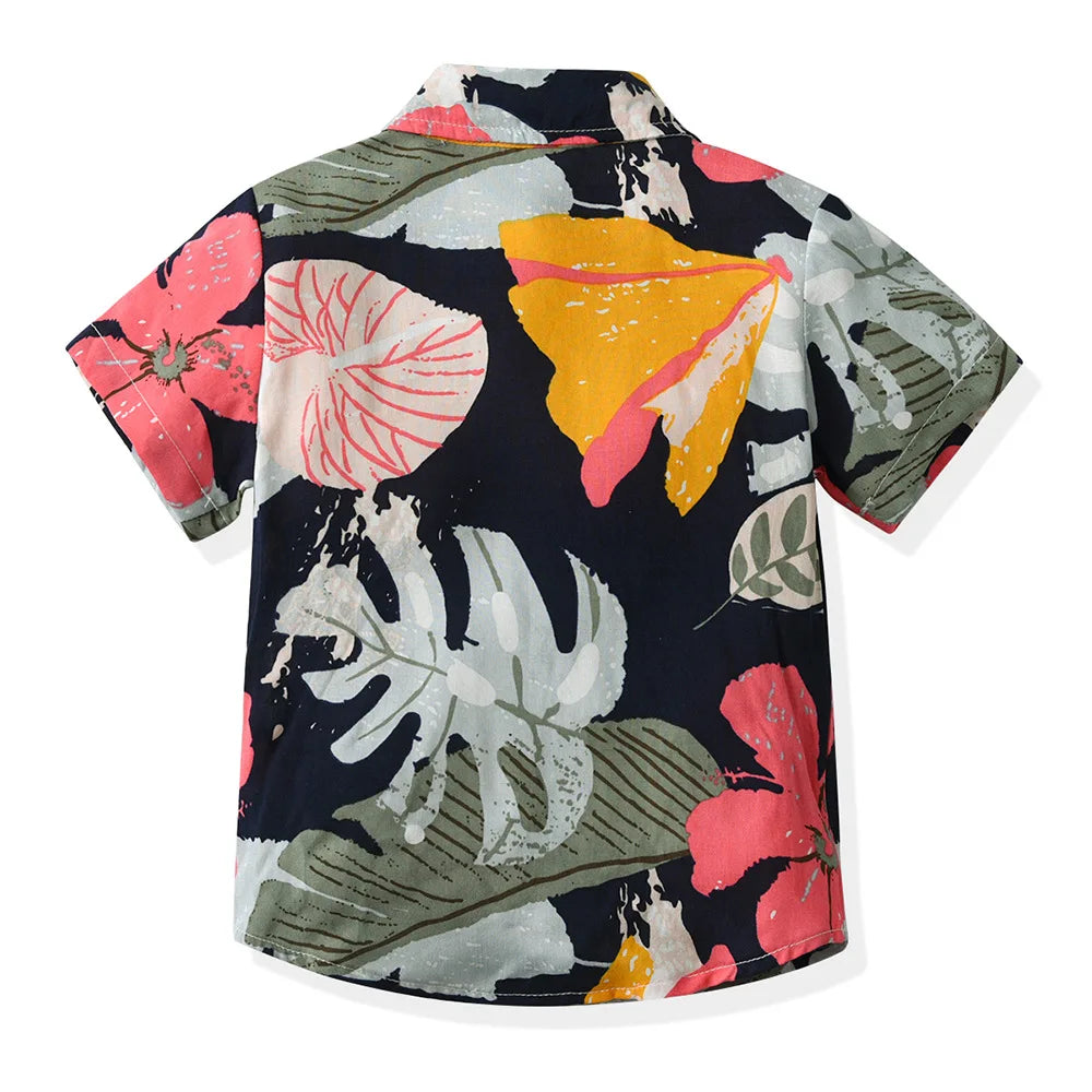 Seaside Holiday Dad-son Matching Summer Shirt Beach Style Short-sleeved Flower Shirt Family Matching Shirts Dad and Son Shirts