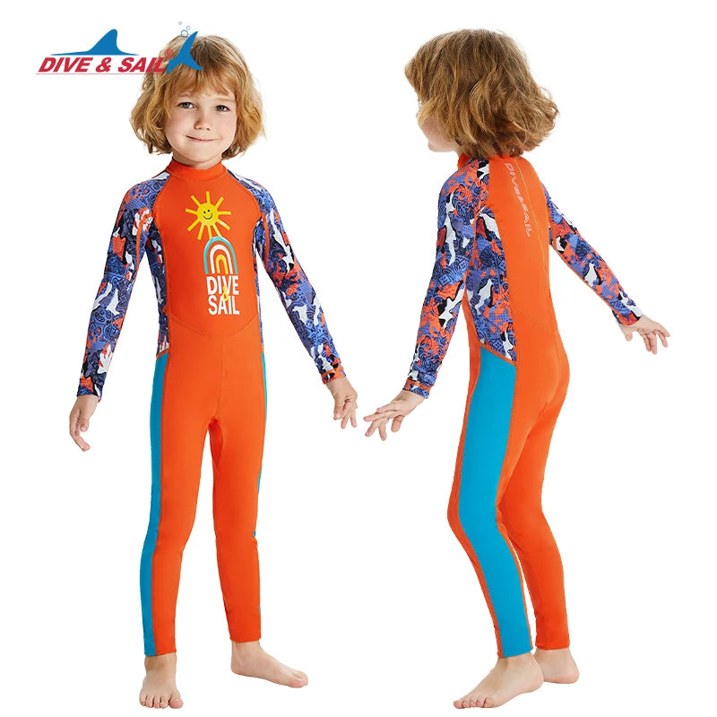 Kids Full Body Swimsuit Stinger Suit UV Protection UPF50+ Rash Guard One-piece Bodysuit Sunsuit Beachwear Rashguards Long Sleeve