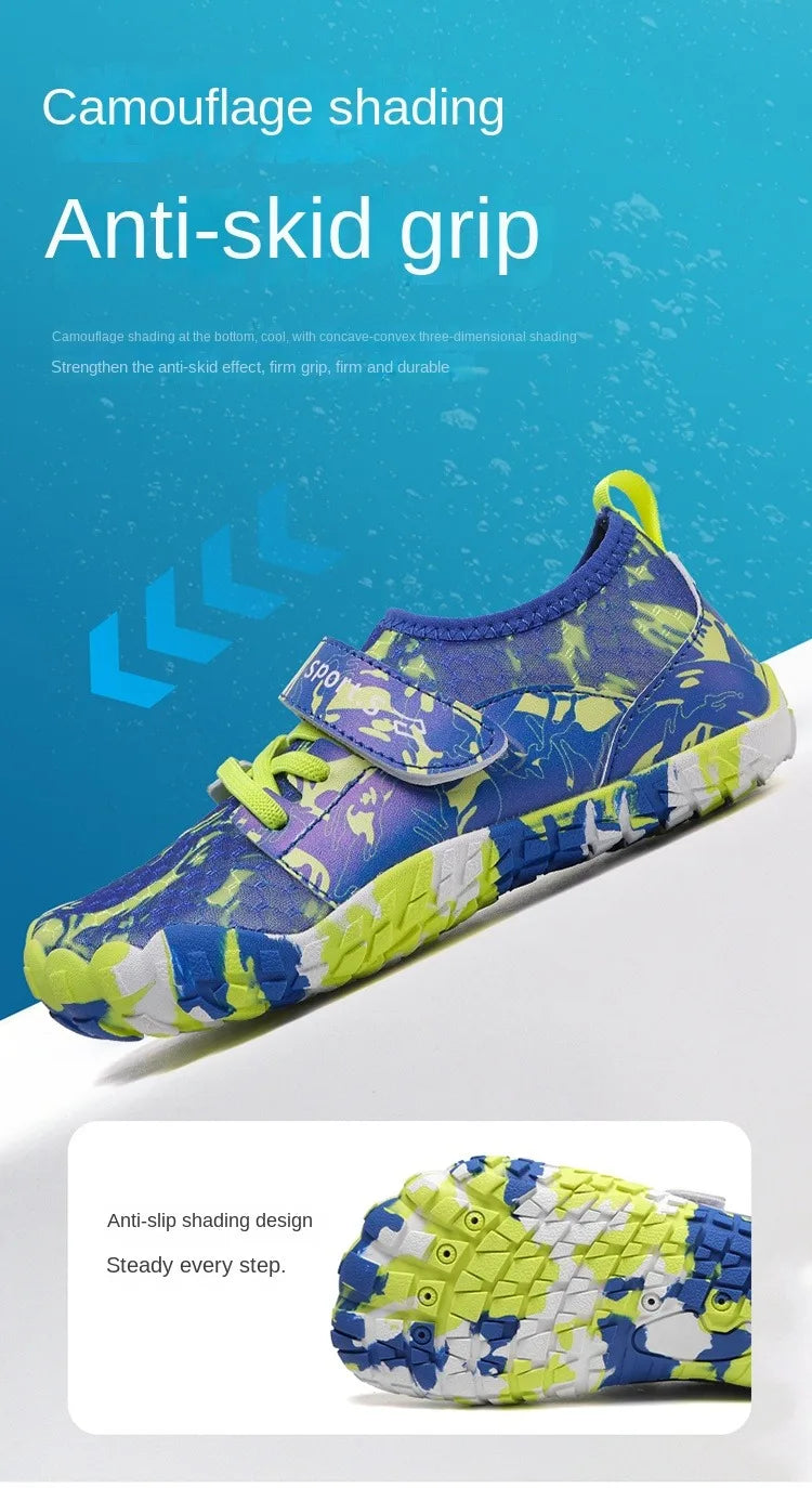 Children's Anti-cut Anti-slip Wear-resistant Rubber-soled Wading Shoes Beach Sandals Quick-drying Pool Shoes Outdoor Water Playi