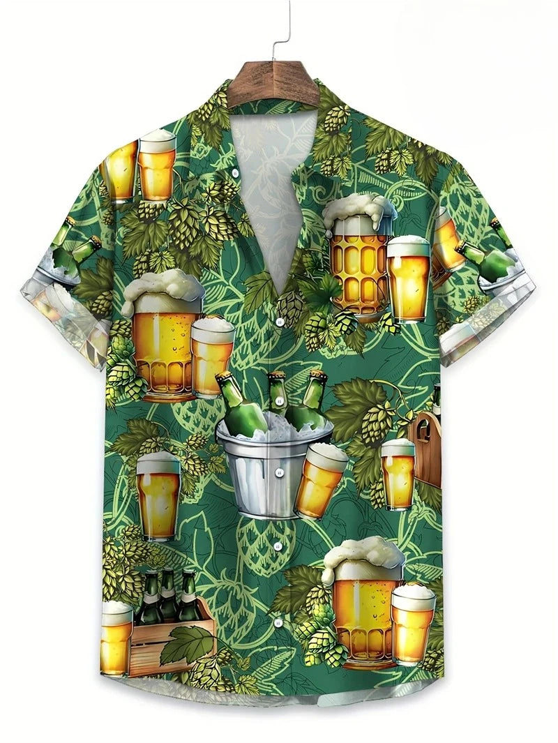 Floral Shirts Men's Hawaii Holiday Party Blouse 2025 Lapel Beach Shirt Flower Camisas Short-sleeved Womens Clothes