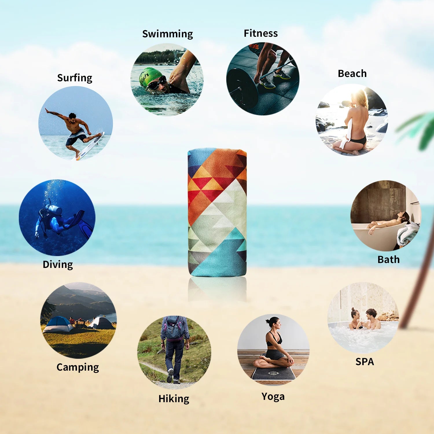 HiTurbo Microfiber Quick Drying Beach Towels , Ultra Lightweight, Fast-drying Super Absorbent Bohemian Printing