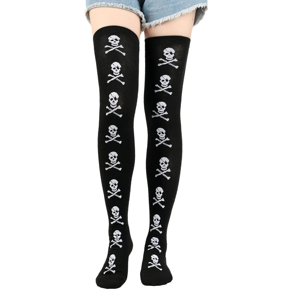 Halloween Stockings Blood Bat Spider Web Socks Festival Dress Up Props Cosplay Makeup Ball Party Skull Head Bone Long Socks New