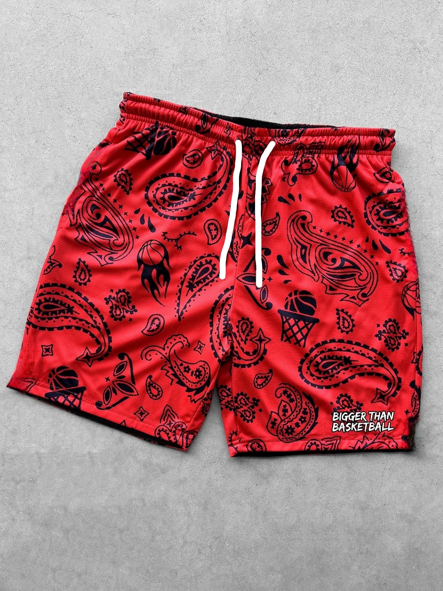 2025 Paisley Basketball Shorts Men's "Bigger Than Basketball" Print 3-Color Breathable Summer Casual Sports Streetwear Shorts