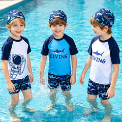 Kids Swimming Suits Children Swimsuit Boys Swimwear Set Cartoon Beachwear Surf Bathing Outfits for 4 5 6 7 8 9 10 11 12 13 Years