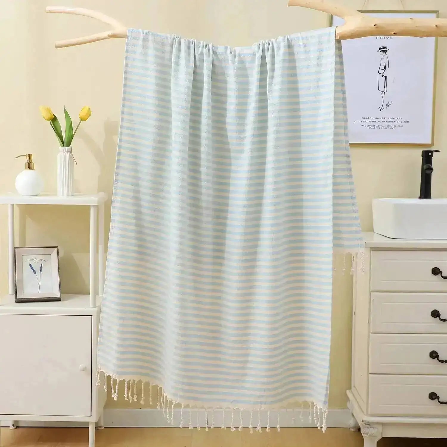 100x180CM Cotton Turkish Beach Towel Sauna Spa Gym Sports Fitness Fringed Bath Towel Shawl Scarf Sang Travel Blanket