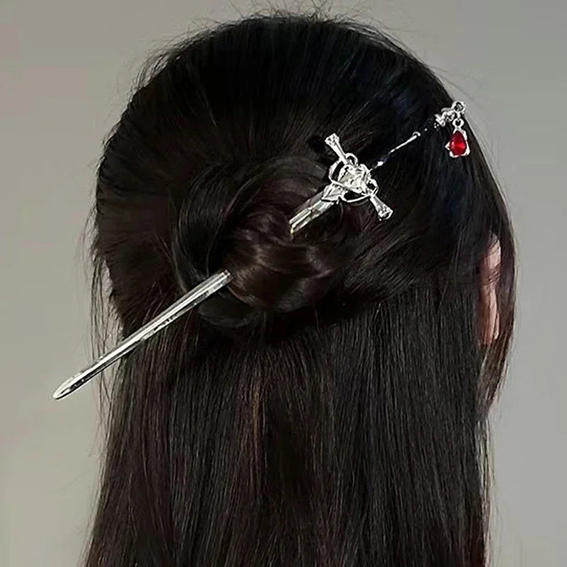 New Chinese Ancient Style Hanfu Hairpin Simple Elegant Headwear Women Geometric Shape Alloy Hair Accessories Headdress Electropl