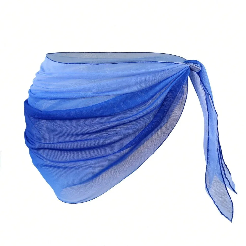 Chiffon Material Beach Dress Short Length Sheer Fabric Sarongs Breathable Quick-Dry Gradient Color Bikini Wrap