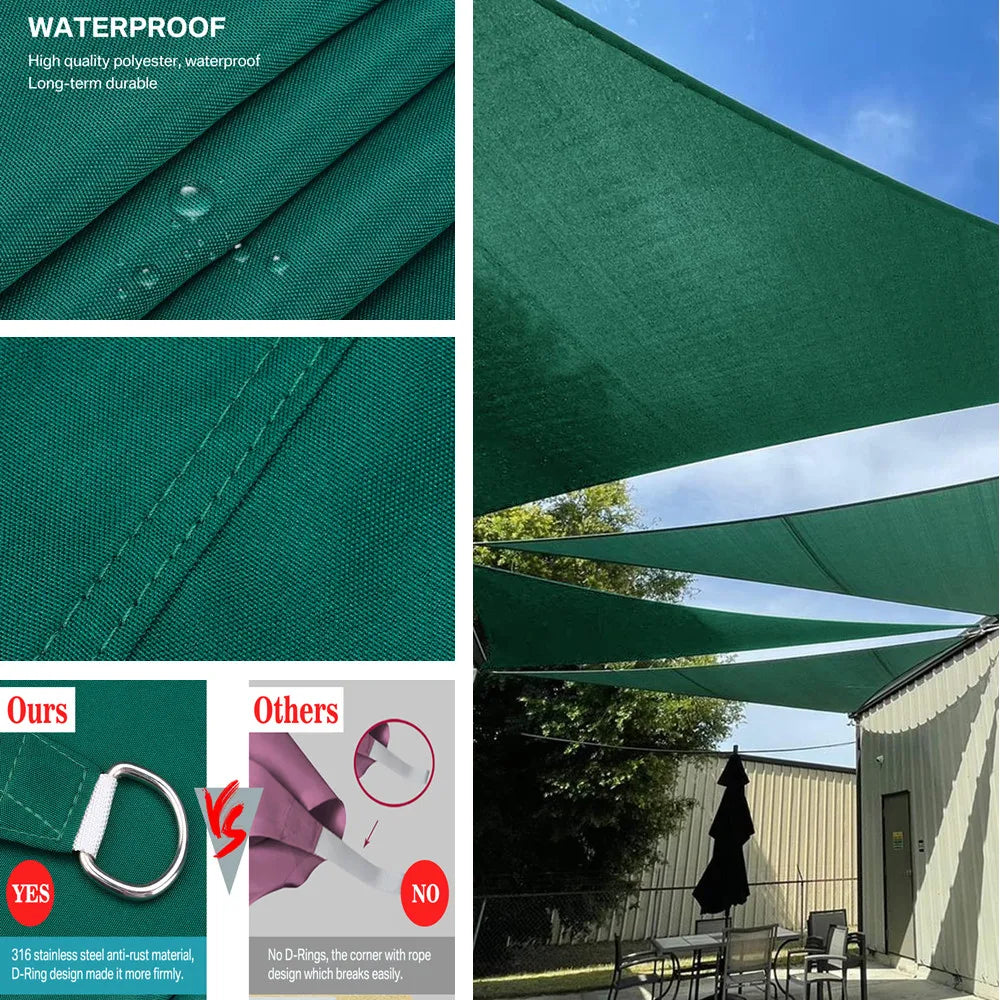 2x2x2m/3x3x3m Triangle Sun Shade Sail Pool Patio Deck Canopy Awning for Outdoor Backyard Garden Camping UV Block Sunshade Cloth