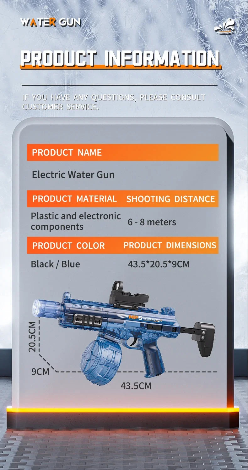 Simulated Firing and Recoil Electric Water Gun Toys Children Automatic Sensor Lights Water Pistol Summer Outdoor Beach Kids Toy