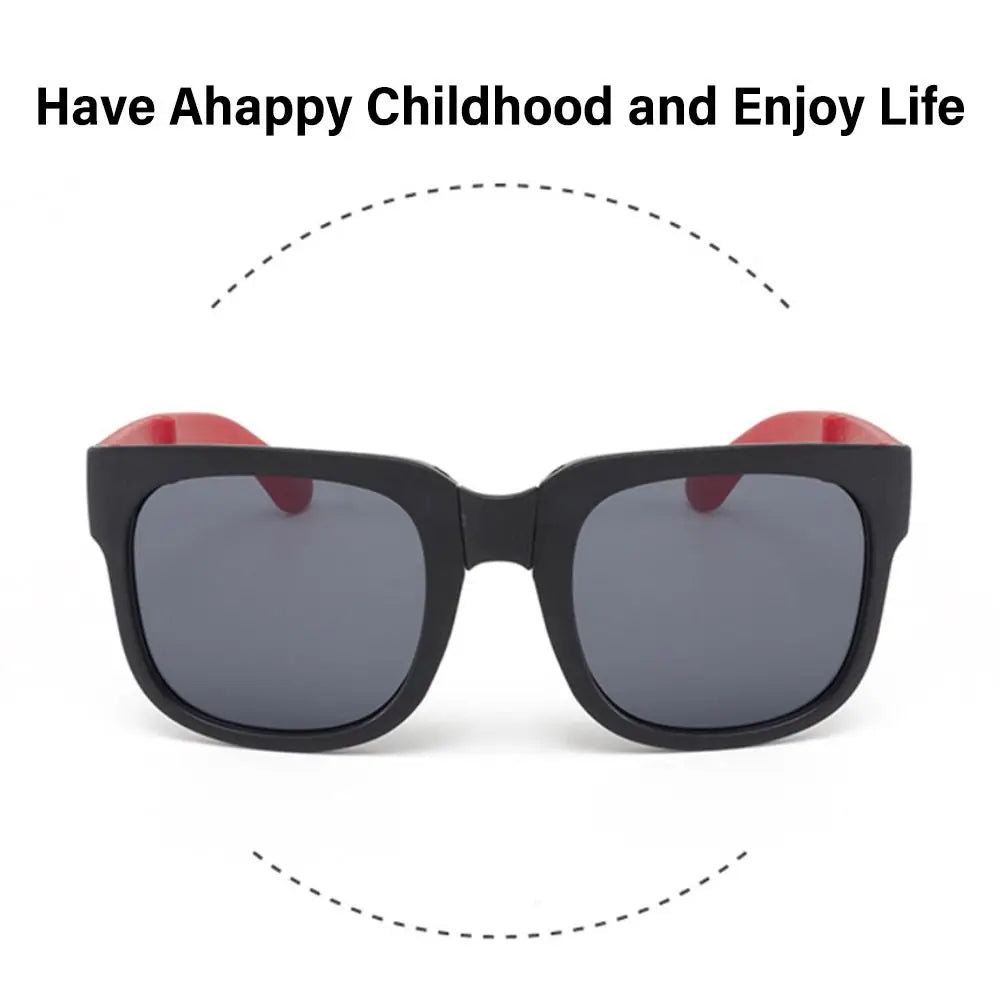 Kids Sunglasses for Toddler Boys and Girls Foldable Sunglasses Children Eyewear Square Frame Travel Goggle UV 400 Shades Eyewear