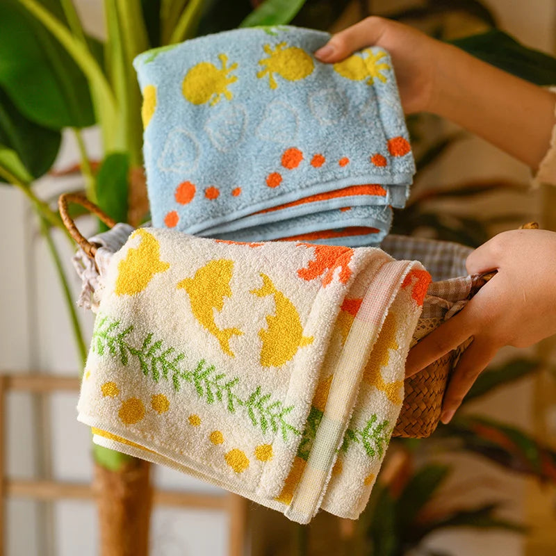 Cute Graffiti  Pears Patter Cotton Soft Face Towel for Kids Absorbent Bath Towel Comfortable Cotton Household Towel Beach Towels