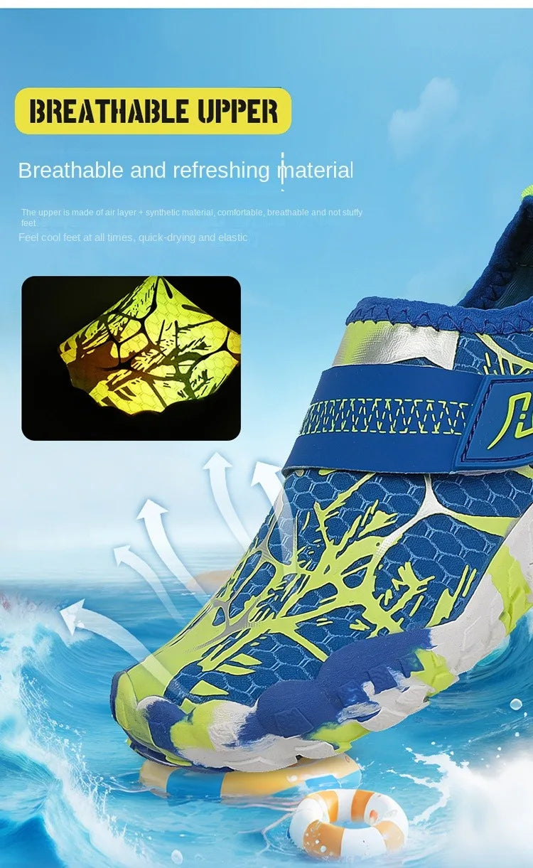 Breathable Boys and Girls Aqua Shoes Anti-Bump Toe Drainage Design Outdoor Hiking and Wading Water Shoes Barefoot Shoes