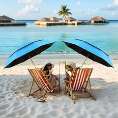 Double-layer UV Beach Umbrella – 360° Rotation, Strong Iron Frame, Universal Fixture for Chair, Portable for Camping & Pool