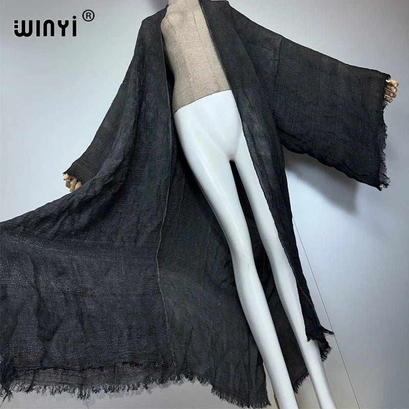 WINYI  high quality comfortable Women Soft Cardigan Loose Dress Party Boho Maxi beach Holiday Swimming Cover ups Africa Kimono