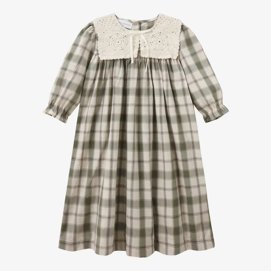 Clearance sale 2025 AS summer green grid & pink Floral collection brother sister family matching 100% cotton boys girls clothing