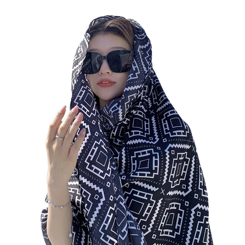 Fashions 90x180cm Twill Cotton Pareo Beach Cover-Ups Women Large Beach Dress Bikini Bathing Swimwear Cover Up Sarong Wrap Scarf