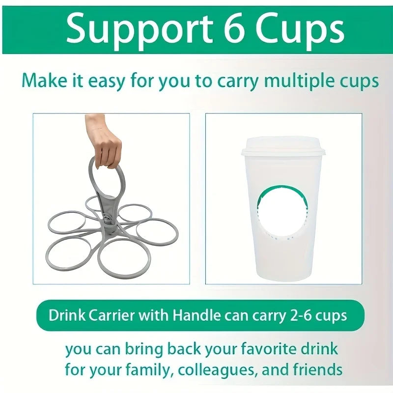 1/2pcs 6-Slot Portable Drink Holder Folding Beverage Tray with Handle Pocket-Sized for Outdoor Picnics Party Reusable Cup Holder