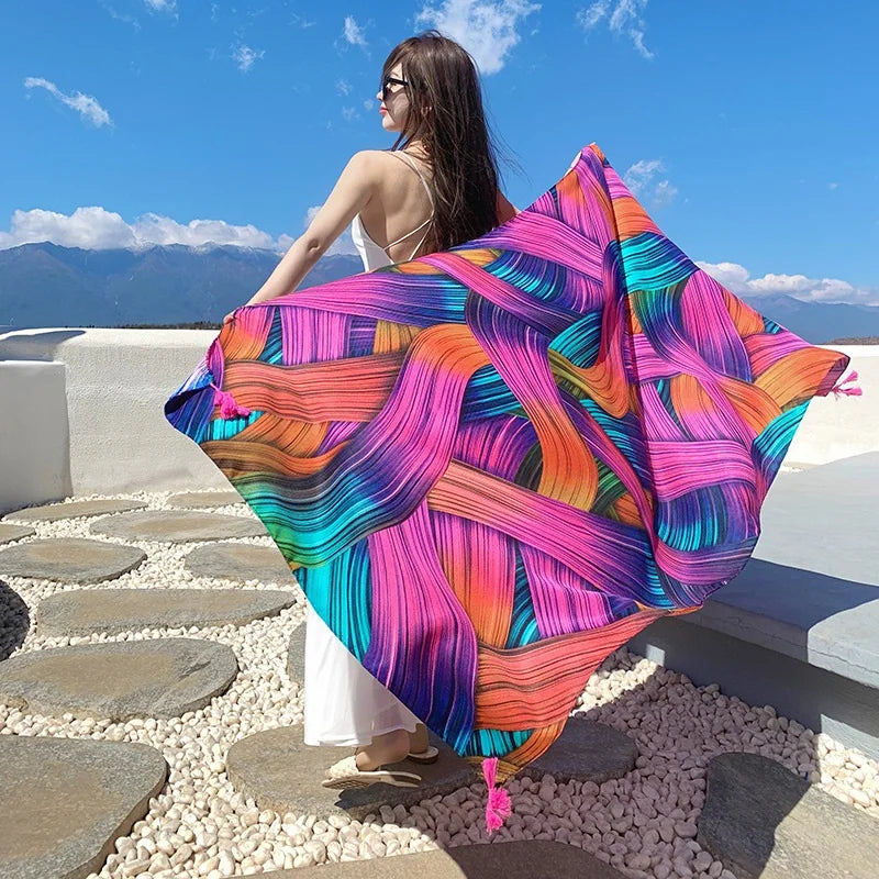 20 Styles 90x180cm Cotton Linen Summer Beach Dress Bikini Cover-ups Sarong Wrap Scarf Women Brazilian Swimsuit Bathing Cover Up