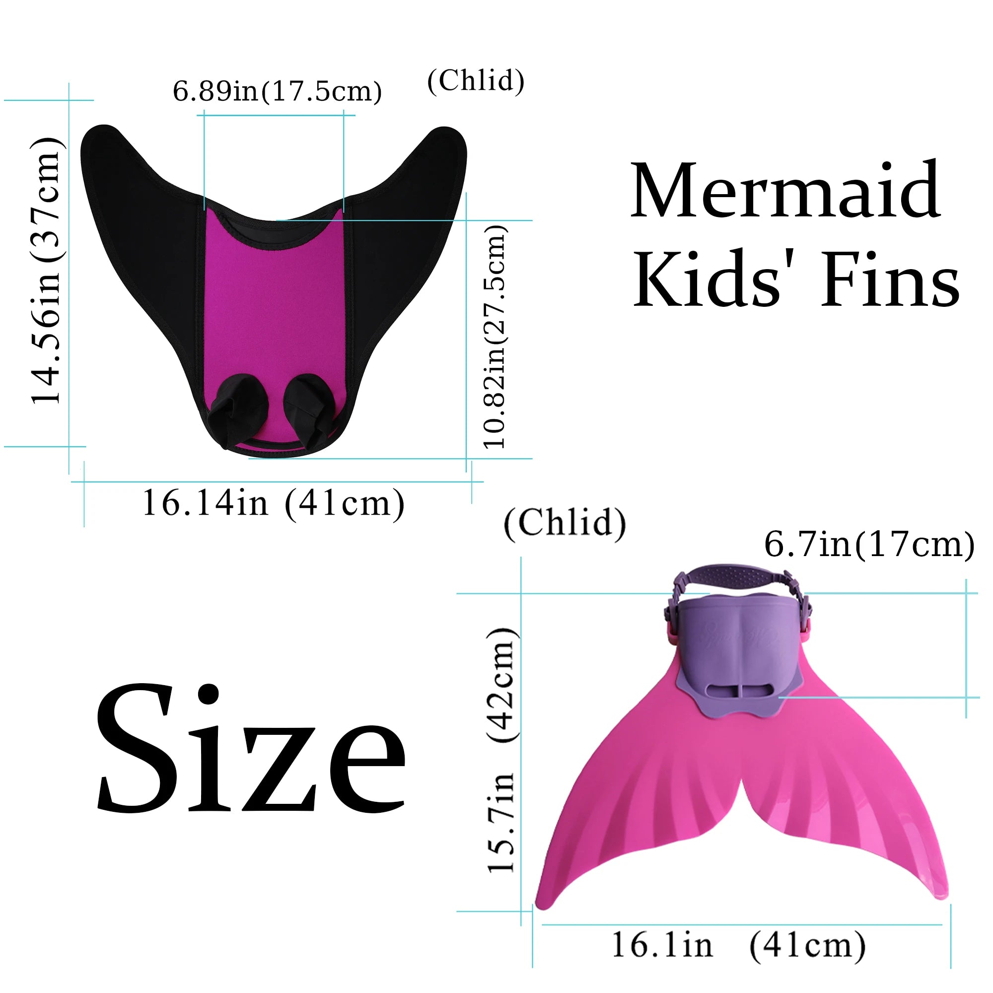 Mermaid Monofin, Swim Fin for Kids Mermaid Tail Girl Snorkel Fins Swim Flippers Full Foot Water Sports Enthusiasts Diving Fins