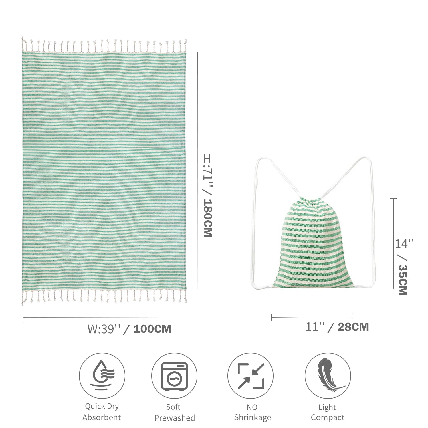 YEUZLICOTTON Hot Sale luxury Striped Tassel 100% cotton sauna spa bath towel For Home 100*180CM Travel Turkish Large beach towel