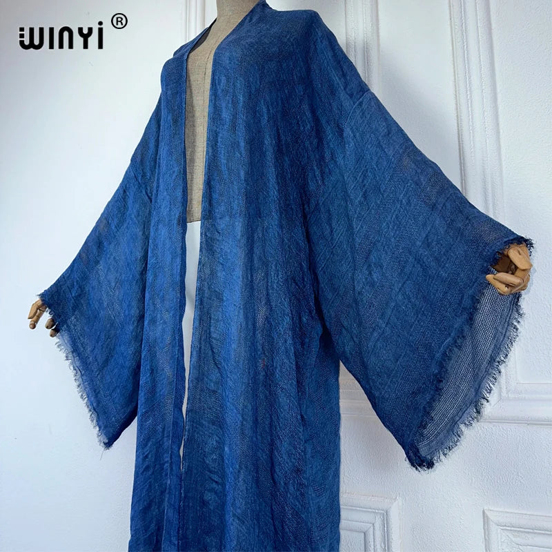 WINYI  high quality comfortable Women Soft Cardigan Loose Dress Party Boho Maxi beach Holiday Swimming Cover ups Africa Kimono