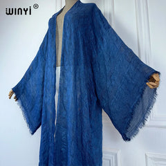 WINYI  high quality comfortable Women Soft Cardigan Loose Dress Party Boho Maxi beach Holiday Swimming Cover ups Africa Kimono