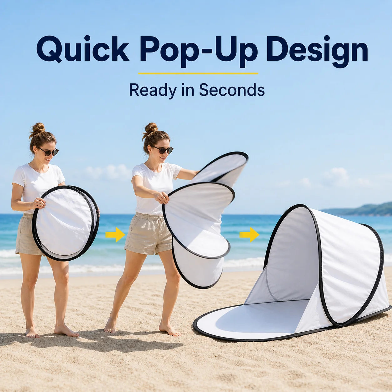 Outdoor portable automatic pop-up beach tent, sunshade, UV protection, camping tent, fishing and picnic tent, practical tent.