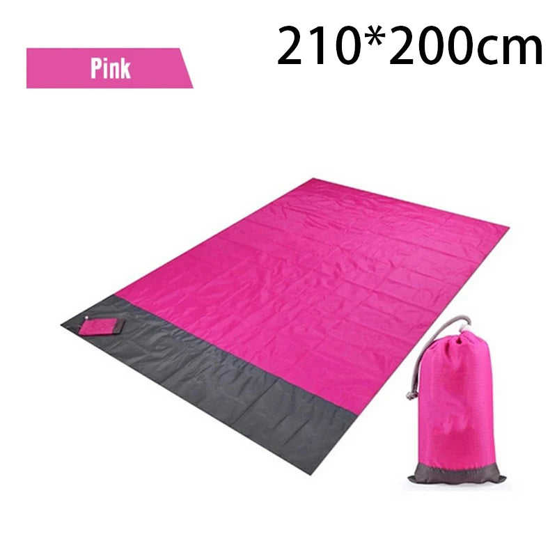 2x2.1m Waterproof Pocket Beach Blanket Folding Camping Mat Mattress Portable Lightweight Mat Outdoor Picnic Mat Sand Beach Mat