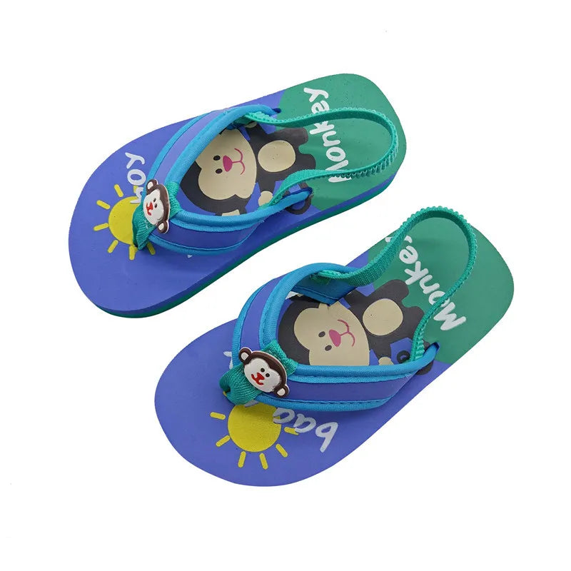 2026 Summer Children Cute Cartoon Animal Slippers Beach Shoes Kids Flip Flops Elastic Band Anti-slip Sandals Boys Girls Slippers