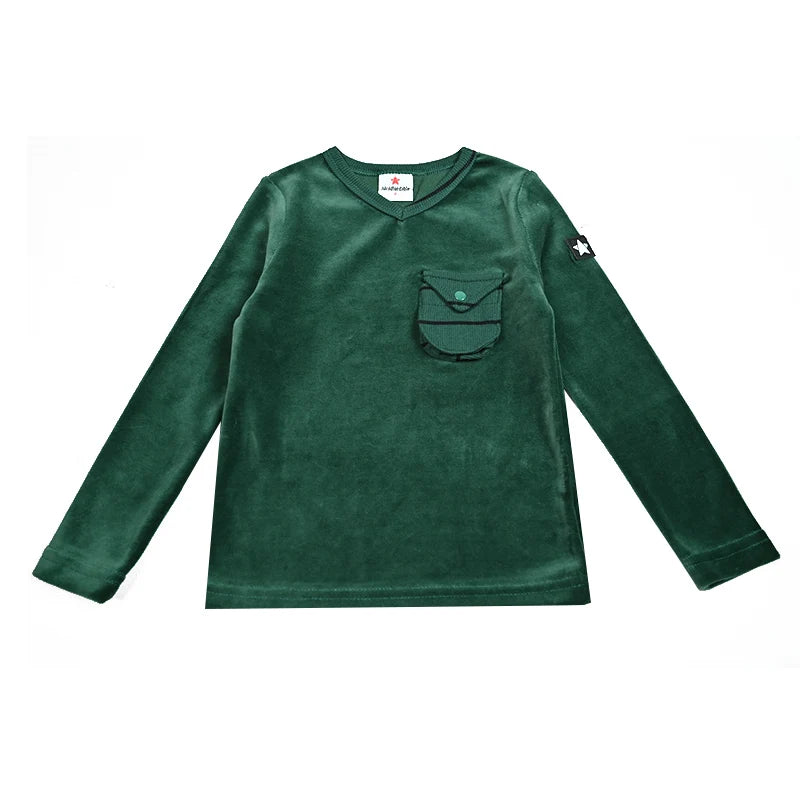 AA-Velour and Striped Layered Set Kids Clothes Sibling Matching Girl Dress Boys Top Baby Romper V Neck Children Family Matching